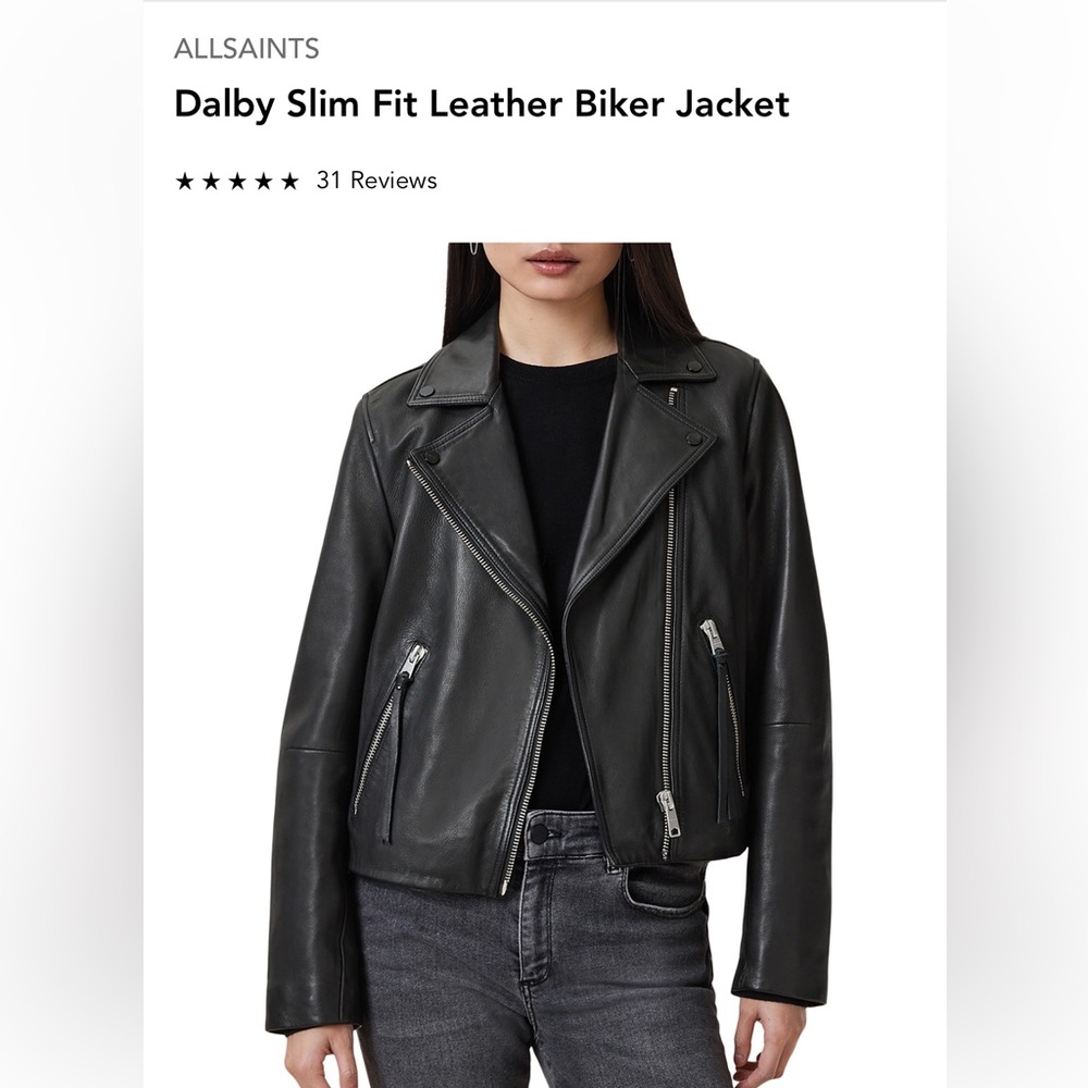 All Saints Dalby Black Leather Moto Jacket